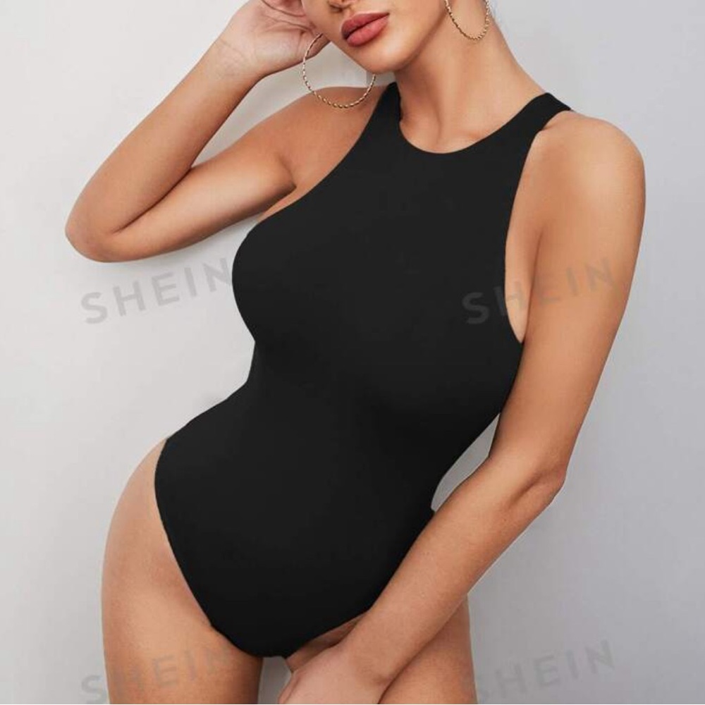 Shein Black Halter Bodysuit